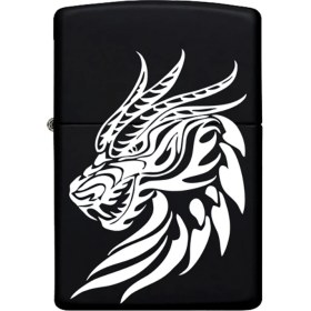 Resim Neo Hediye Ejderha Desenli Kişiye Özel Isimli Zippo Çakmak Benzinli Siyah Metal Çakmak 