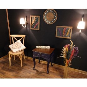 Resim Wooding Çekmeceli Masif Lacivert Ceviz Komodin Yan Sehpa (548590930) 