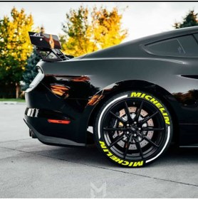 Resim Performance Stickers Michelin Sarı Kuyruk Beyaz Lastik Yazısı Araç Lastik Stickeri 8adet Tüm Lastik Yanaklarına Uyumlu 