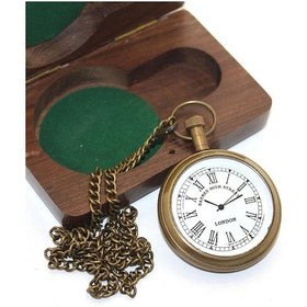 Resim Ahşap Kutulu Pirinç Köstekli Saat Ksk2055 