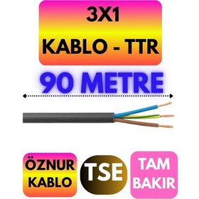 Resim Öznur 3x1 Ttr Kablo Siyah Metre Seçenekli - 90 Metre 