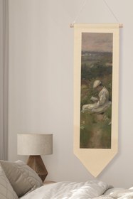 Resim Duvar Halısı Pinterest Oda Dekoru, Monet Sanat Serisi, 100cm Kanvas Flama Askılı Duvar Örtüsü NO:641 - Renkli - 19 / 30 x 100 