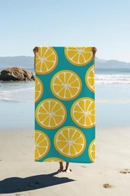 Resim Dijital Baskı Plaj Deniz Havlusu Limon Desenli Peştamal HVL0166 