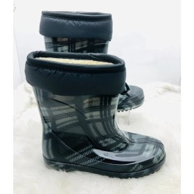 Resim Çiğdem Kundura Çiğdem Içi Tüylü Siyah-Gri Kareli Lastik Çizme - Siyah Gri - 41 - ST01597-SİYAH Gri-41 