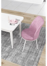 Resim Canisa Concept Nil Serisi 70x110 Sabit Mutfak Masası Takımı Beyaz Masa 2 Pembe Sandalye Pembe Sandalyeler Beyaz Masa 