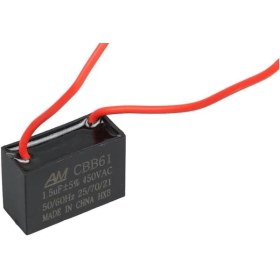 Resim 1.5uf 450VAC Siyah 10CM Kablolu Kare Tip Kutupsuz Kondansatör 