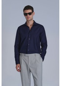 Resim Lufian Wonder Erkek Basic Gömlek Comfort Fit Lacivert Lacivert 112010639100200 Lacivert 