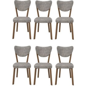 Resim Elma 6lı Mutfak Yemek Masası Sandalyesi Kahve 