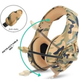 Resim Gaming Profesyonel Onikuma RGB 3.5mm Kamuflaj Desenli Oyuncu Kulaklığı Yüksek Ses Kalitesi 