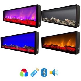 Resim Esha Home Dekoratif Elektrikli Şömine Farklı Renk Modları,çıtırtı, Kumandalı, Bluetooth 170x35 Cm 