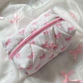 Resim Gül & Fiyonk Baskılı Büyük Kapasiteli Seyahat Kozmetik Çantası - Dayanıklı Polyester Makyaj Organizatörü, Taşınabilir Cilt Bakımı ve Temel Malzemeler için Tuvalet Çantası, Kokusuz 