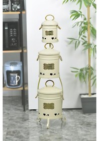 Resim Yıldıray Metal Krem 3 Katlı Patates Soğan Sarımsak Kovası 1040 