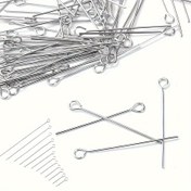 Resim 100 adet/Lot 15-70mm Göz Başlıklı Paslanmaz Çelik Headpins Takı Yapımı Bilezik Kolye Küpe Bağlantı Charms DIY için 