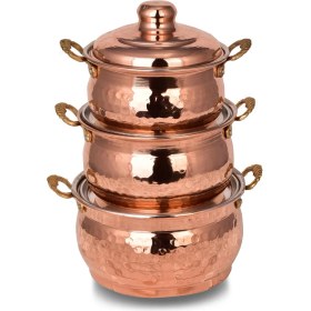 Resim Cobper Premium Collection Bakır Mini Güveç 3'lü Tencere Seti 