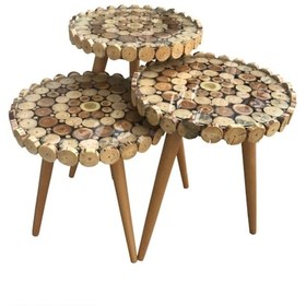 Resim Zigon Sehpa Kütük Kesme Model Doğal Ağaç Natüre Kayın Torna Retr 