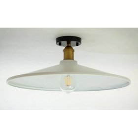 Resim Riolight Retro,rustik,vintage Beyaz Başlık 1XE27 Eskitme Duylu Metal Plofonyer Avize Şapka ÇAPI:38CM 