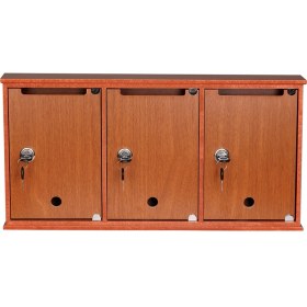 Resim Kilitli Ahşap Posta Kutusu 3'lü Ceviz 