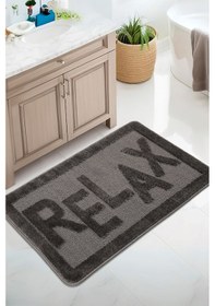 Resim Doğal Kaymaz Taban Banyo Paspas Uzun Ömürlü Yumuşak Dokulu Su Emici Yıkanabilir Relax 60x100 Antrasit 