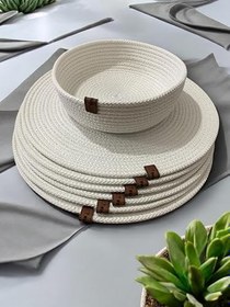 Resim Amerikan Servis Seti, 7 Parça, Beyaz, Dekoratif Lüx Tabak Altlığı 