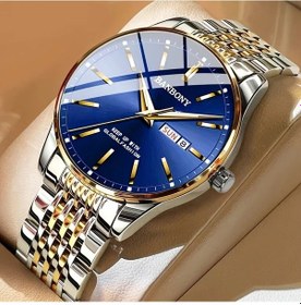 Resim Globalbloom Banbony Erkek Paslanmaz Çelik Golden Faced Golden Belt Işıklı Takvimli Kol Saati Altın 