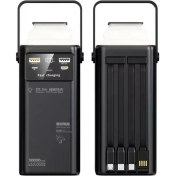 Resim ACL 50.000 mah 22.5w 2xUSB 2xType-C Çıkış Hızlı Şarj Çoklu Kablolu Powerbank Kamp Işık Fener Güç Bankası 
