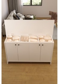 Resim Ae-2080 Patentli Ayder Mutfak Adası Beyaz Raflı, Çok Amaçlı 