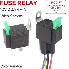 Resim 1 Adet 12V 30A Sigorta 4PIN Bakır Ayaklı Gümüş Noktalı Araç Rölesi, Araç Işıkları ve Kornası Modifikasyonu için Soketli 