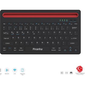 Resim Piranha 2376 Kablosuz Bluetooth + 2.4GHz Türkçe Q Klavye | Windows, iOS & Android Uyumlu 