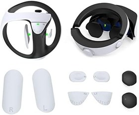 Resim 8 PCS Set PS VR2 Controller Silicone Anti-Slip Pad L/R Set + Lens Protective Cover Compatible with PS VR2 Protective Accessories 
