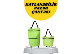 Resim Katlanabilir Tekerlekli Alışveriş Çantası Pratik ve Detaylı Pazar Arabası 