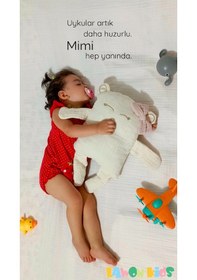 Resim Çocuk Bebek Müslin Uyku Arkadaşı Mimi Ayıcık El Yapımı Büyük Yastık 