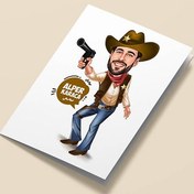 Resim Karizmatik Kovboy Karikatürlü Tebrik Kartı 
