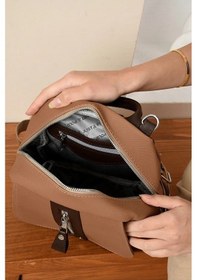 Resim Just Polo Kadın Orta Boy Ayarlanabilir Askılı Şık Lakost Sırt Çantası Shopper Vizon - Kahverengi 