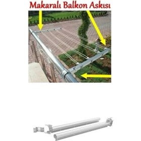 Resim UltraNova Balkon Demiri Çamaşır Askısı, Metalik Renk, Kare Profil Uyumlu, TR Menşei 