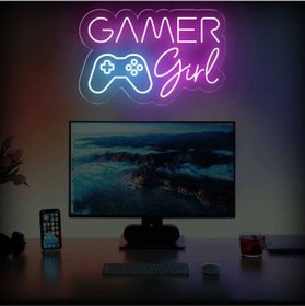 Resim Gamer Girl Yazılı Ve Şekilli Neon Tabela Pembe 