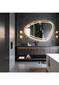 Resim Speci Günışığı Lazer Kumlamalı Lavabo & Banyo Aynası Dokunmatik Sensörlü 100 X 65 Cm 