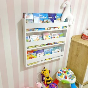 Resim Venice Home Montessori Eğitici Çocuk Kitaplığı Mat Beyaz Mdf, 3 Katlı Montessori Kitaplık 