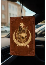 Resim Kurtlu Göktürkçe Türk Yazılı Türk Bayrağı Oto Kokusu - Dekoratif Araç Kokusu Ve Aksesuarı 