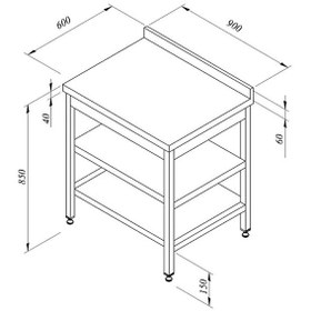 Resim Öztiryakiler Çalışma Tezgahı Ara Raflı Sırtlı 90x60 CM 
