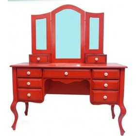 Resim Bengimobilya Makyaj Masa Dresuar 9 Çekmece Ahşap Kayın Lüken Aslan Ayak Kırmız 