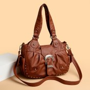 Resim Kadınlar için Vintage Esinli El Çantası - Çıkarılabilir Askılı, Tokalı Kapatma ve Düğmeli Detaylı, Mor, Kahverengi veya Siyah - Günlük Kullanım ve Seyahat için Mükemmel, Seyahat Çantası | Vintage Esinli Çanta | Çanta 