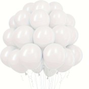 Resim 50 Adet Beyaz Lateks Balon, 12,7 cm - Zarif Parlak Yüzeyli Düğünler, Doğum Günleri, Mezuniyetler ve Parti Dekorasyonları İçin | Şık Görünümlü | Nötr Renk 