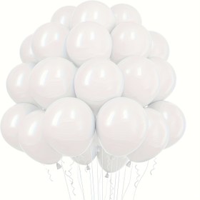 Resim 50 Adet Beyaz Lateks Balon, 12,7 cm - Zarif Parlak Yüzeyli Düğünler, Doğum Günleri, Mezuniyetler ve Parti Dekorasyonları İçin | Şık Görünümlü | Nötr Renk 
