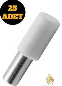 Resim HOMELION 25 ADET Beyaz Plastik Başlı Dolap Raf Pimi | Ayarlanabilir Raf Taşıyıcı | Mobilya Raf Destek Pimi 