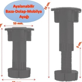 Resim Yahya Ayarlanabilir Baza Ayağı 10-15 cm - Tezgah ve Mobilya Ayağı 300 Adet 
