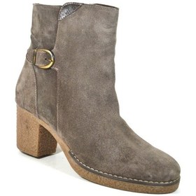 Resim Beatrice 3001 Deri Nubuk Vizon Kalın Topuklu Kadın Bot Vizon-40 Vizon 