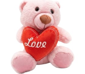 Resim Pufu Toys Kalp Tutan Pelüş Ayıcık Pembe 30 cm 04030 
