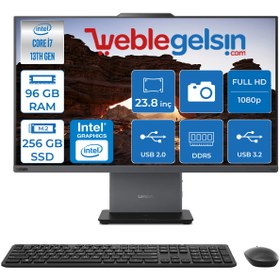 Resim Lenovo Thinkcentre Neo 24 50A Gen5 Intel Core I7 13620H 96GB Ddr5 256GB SSD Freedos Intel® UHD Graphics 23.8" Fhd All In One Bilgisayar 12SC000KTRF16 + Zetta Flash Bellek 