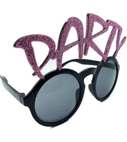 Resim Kuzgun Ticaret Party Yazılı Simli Pembe Renk Parti Gözlüğü 15X7 cm - Lisinya 