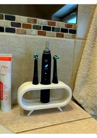 Resim Pilli Ve Şarjlı Diş Fırçası Tutucu Stand 2+1 Beyaz Tüm Modellere Uyumlu Beyaz 